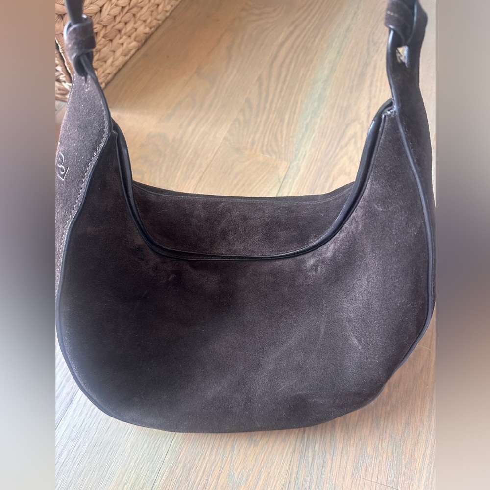 Rosetta sling crossbody Brown Suede Shoulder Bag with adjustable strap